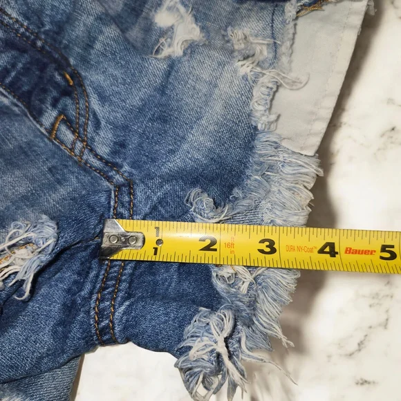 American Eagle Outfitters Blue Jean Shorts with Distressed Raw Hem - Picture 5 of 5